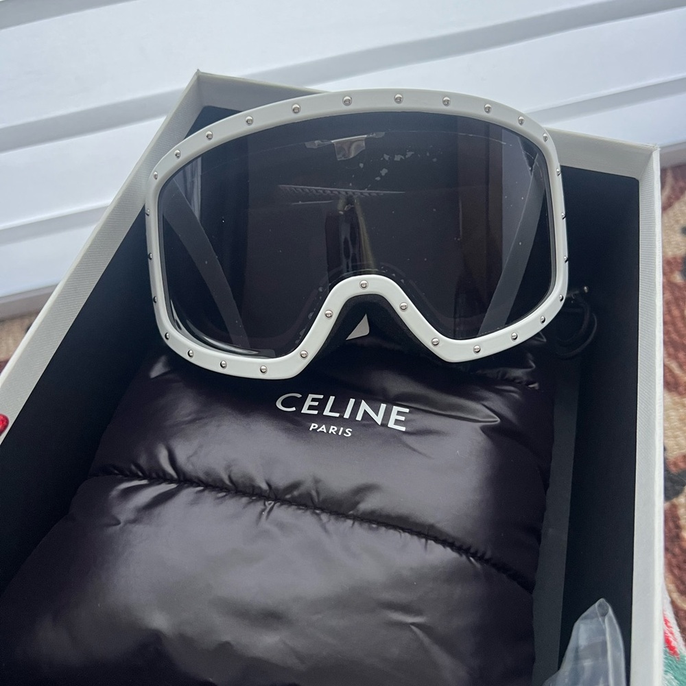 Celine Logo Ski Goggles In White Brand New $680